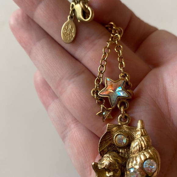 🌙Kirk Folly Vintage Crystal Necklace Cherub Seashell moon star - Picture 5 of 6